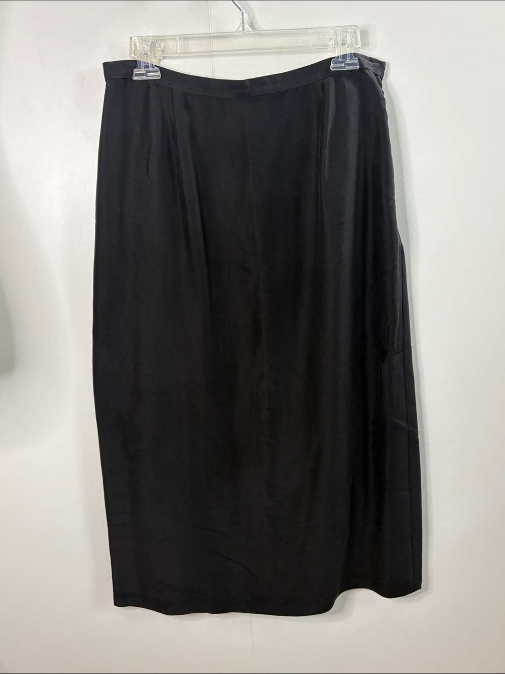 Eileen Fisher Classic Black Silk Midi Skirt M
